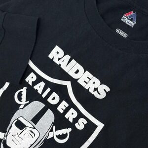 Majestic Raiders NFL Long Sleeve T-Shirt Men's XL Black Football Logo Tee